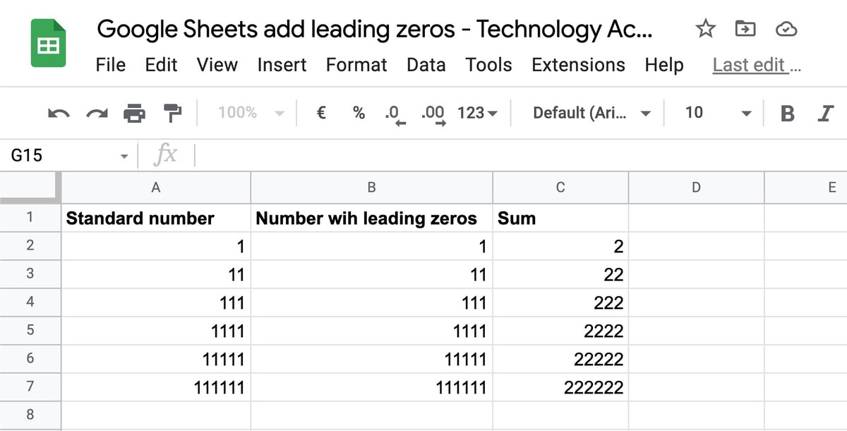 How to add leading zeros in Google Sheets Technology Accent