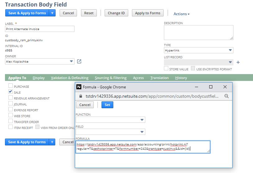How to select alternate printed PDF form at time of printing without
