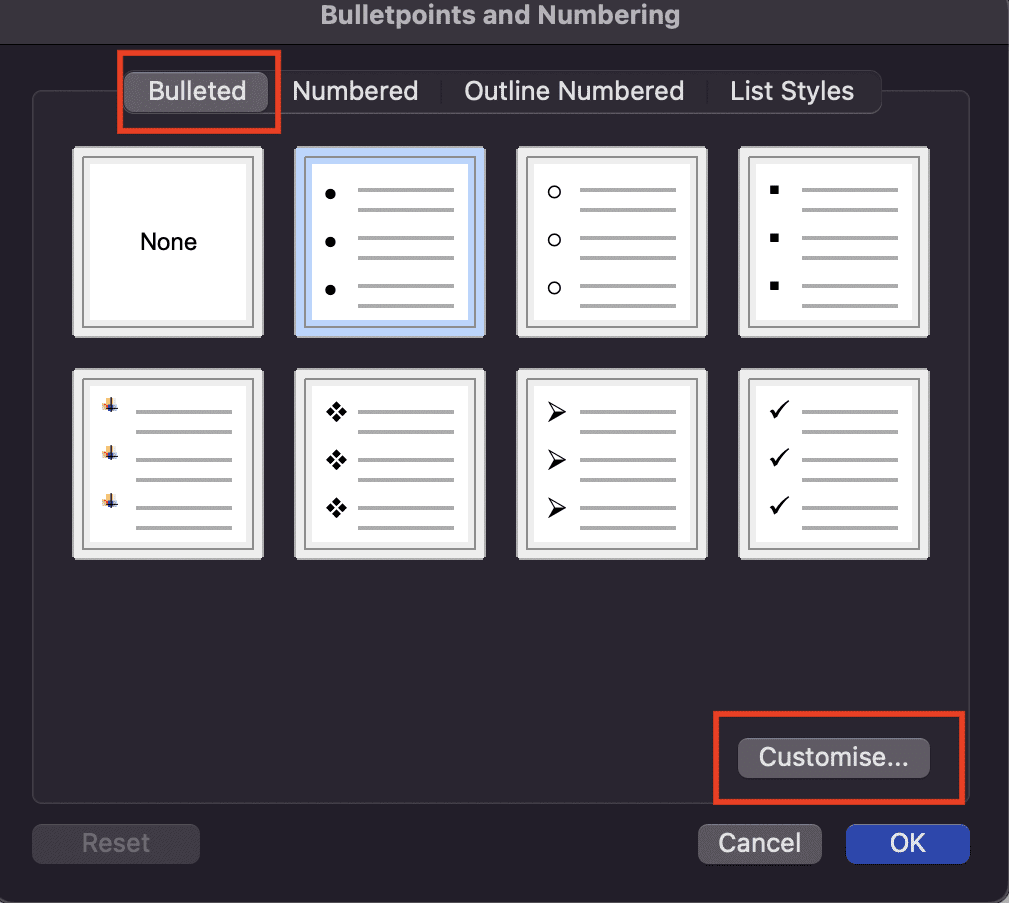 How to put spacing between bullet points in Word Online