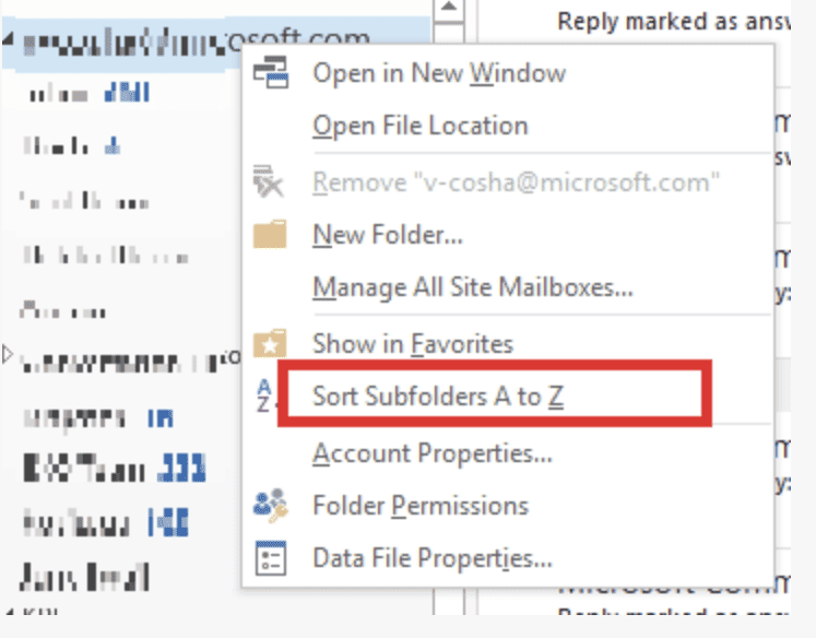 How to sort folders in Outlook online?