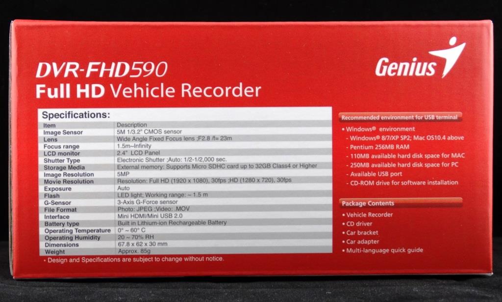 Genius DVRFHD590 Vehicle Recorder Product and Video Review Technology X