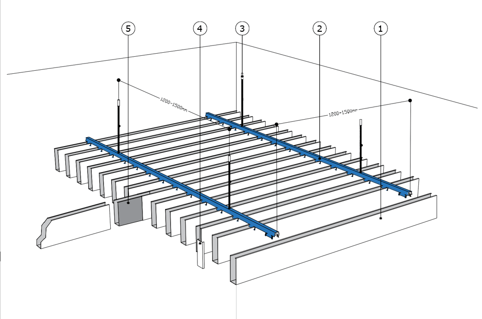 Baffle Ceiling Technomec