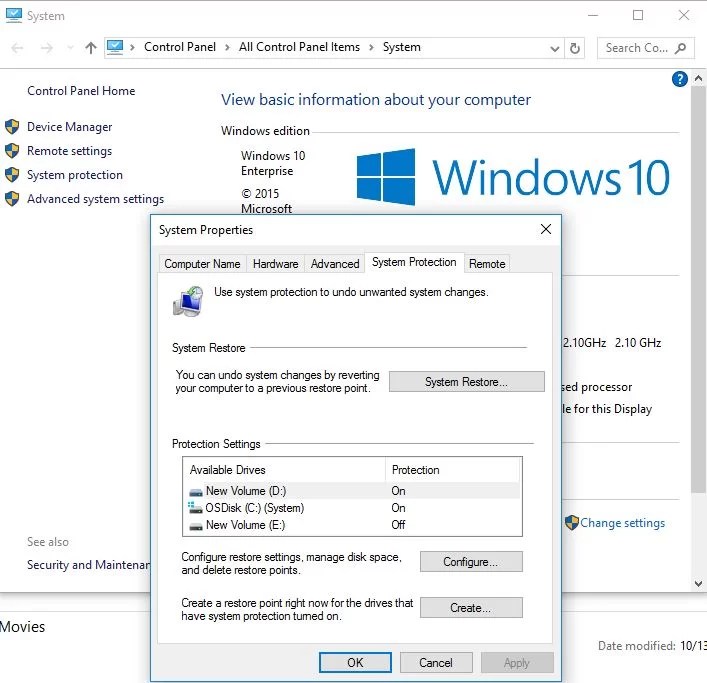 Create System Protection Shortcut in your windows 10? Technoresult