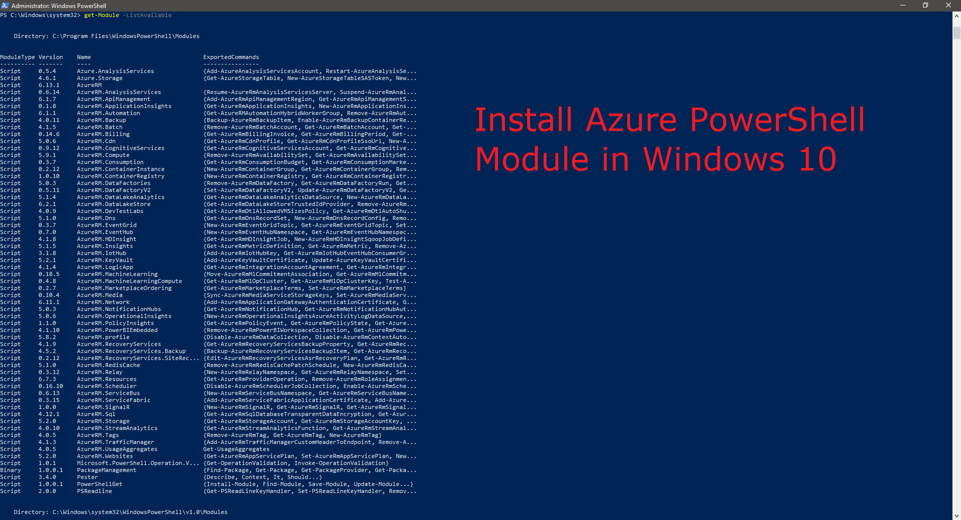 How to install Azure PowerShell Module in Windows 10? Technoresult