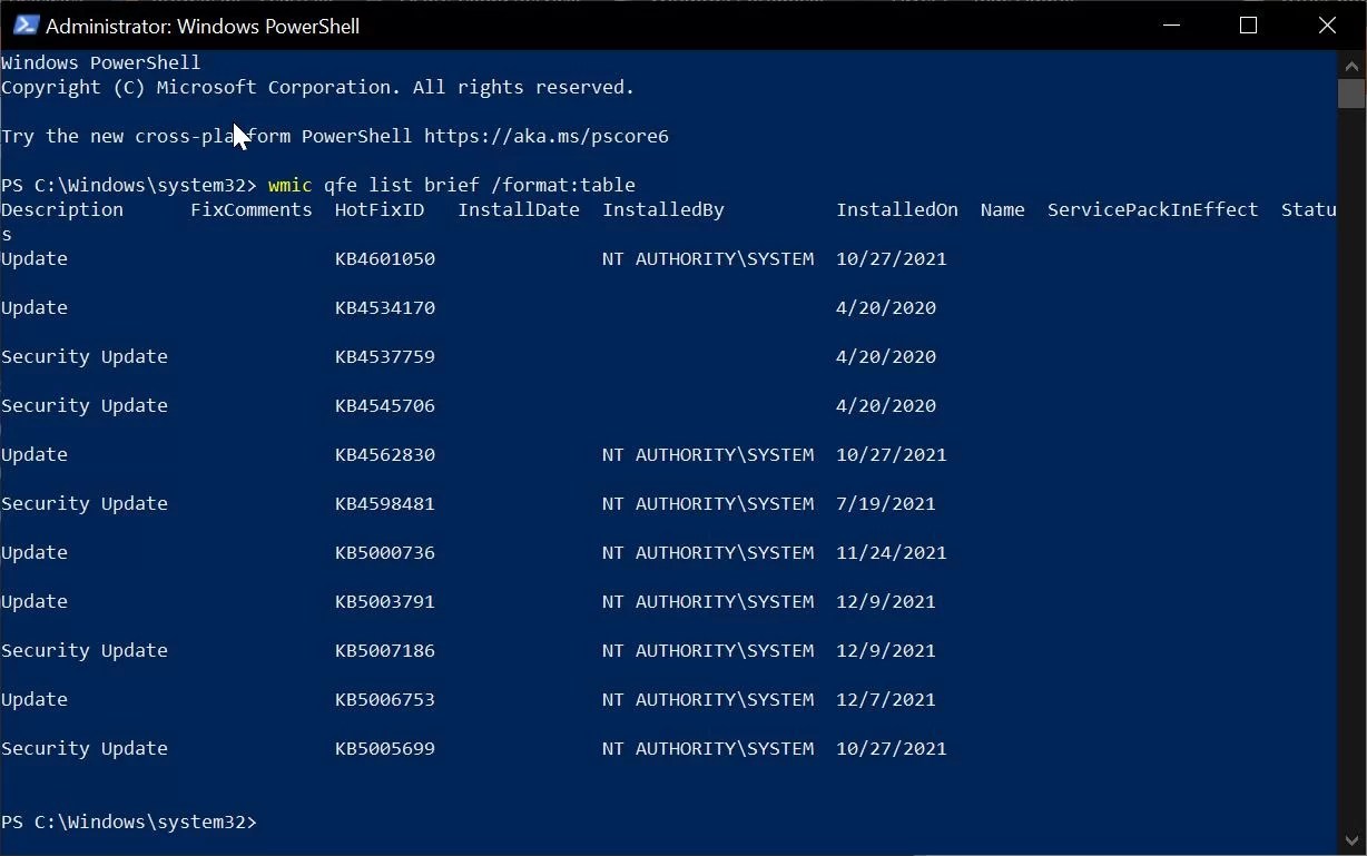 How to Uninstall Windows Updates using PowerShell in Windows 10/11