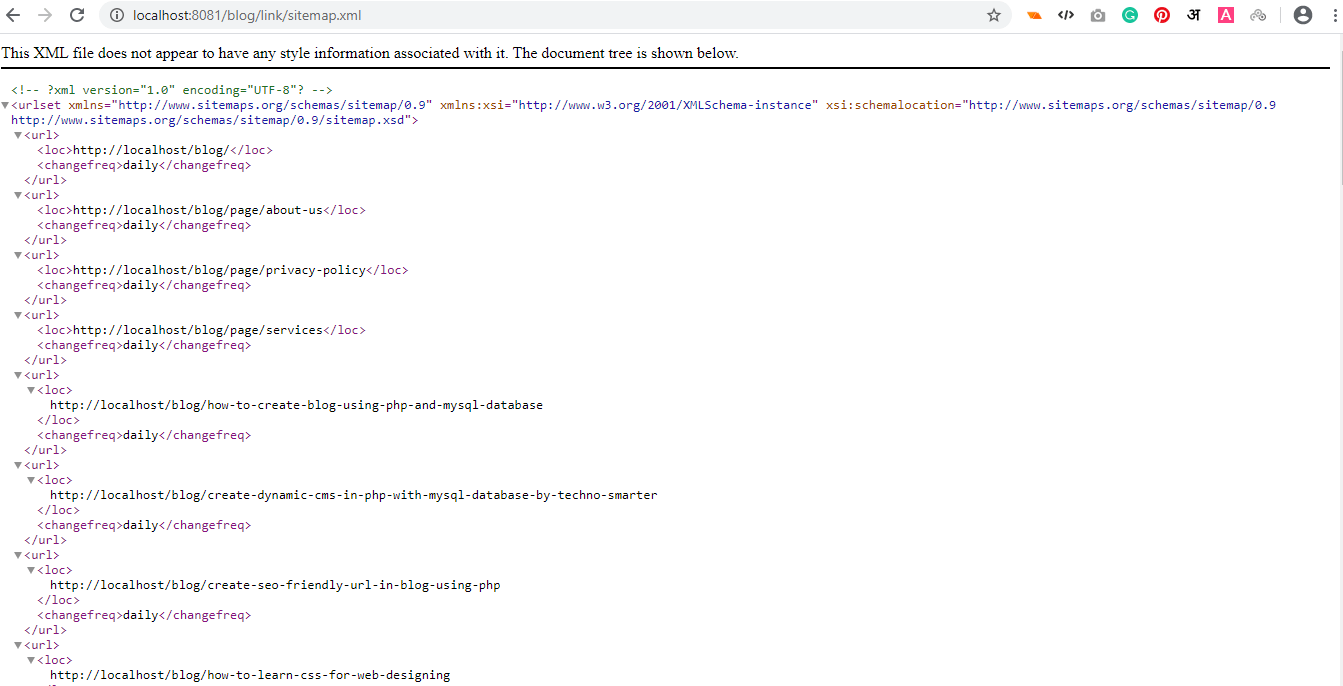 Generate sitemap for blog in PHP and MYSQL Part 11