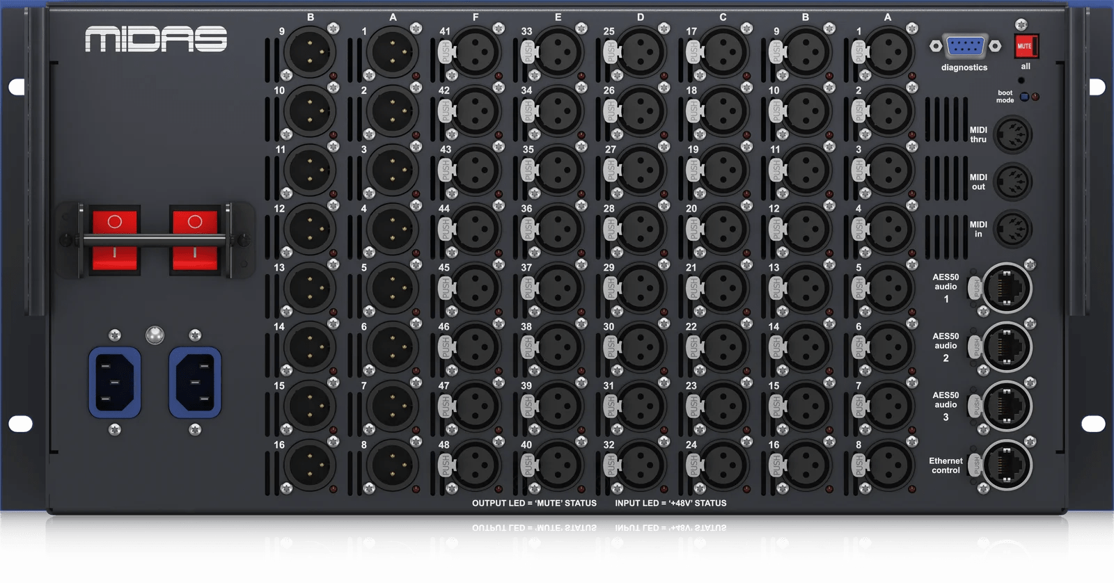 Midas DL251 48 Input, 16 Output Stage Box with 48 Midas Microphone