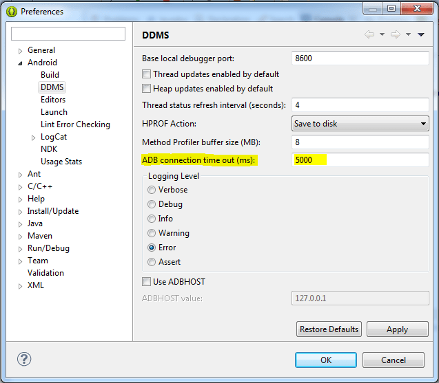 Android Solution for "ADB connection time out"