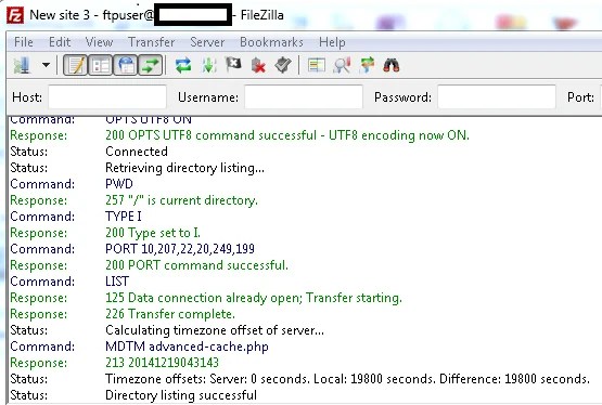 FTP error "Failed to retrieve directory listing" TechnoWide