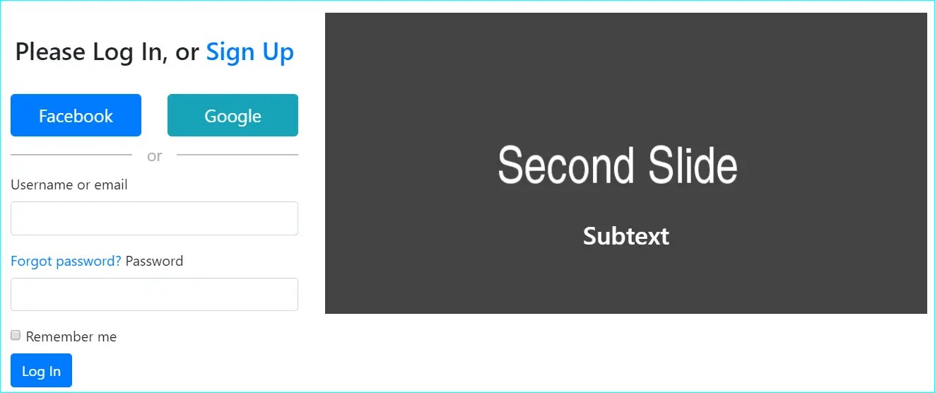 Bootstrap Carousel Example Login Slider