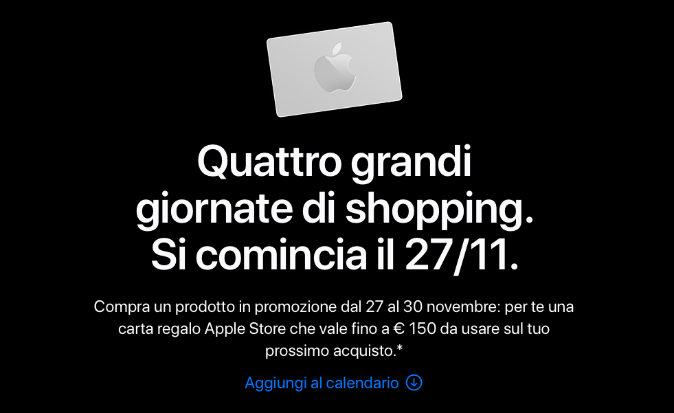 Black Friday Apple 2020 carte regalo in omaggio per chi fa...