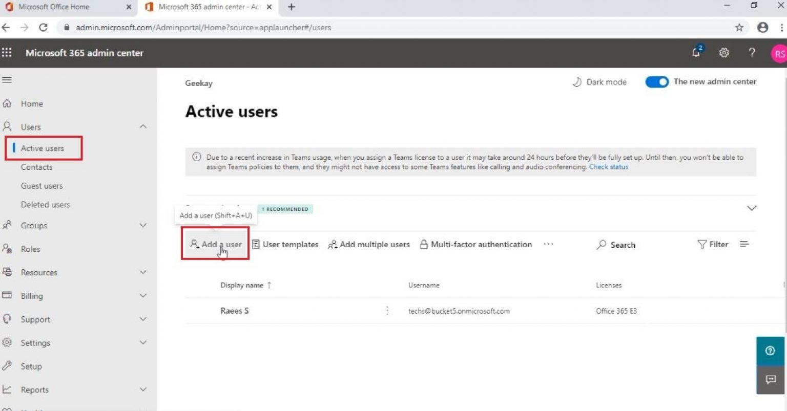 How to create New User in MS Office 365 Techsbucket