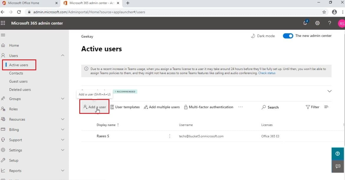 How to add a new user and assign a license in Office 365