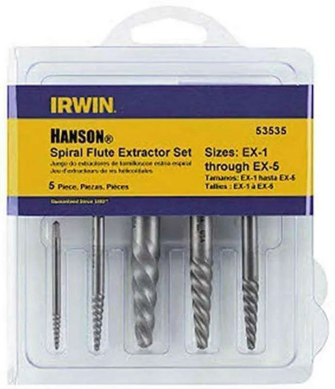 5Piece Hanson Spiral Flute Extractor Set Bolts & Studs Removal