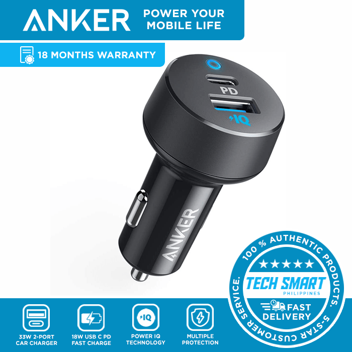 Anker Car Charger USB C 33W 2Port Compact Type C Car Charger with 18W