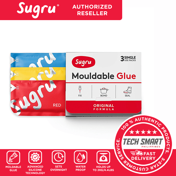 Sugru Mouldable Glue Original Formula (3Pack) Red, Yellow, Blue Tech