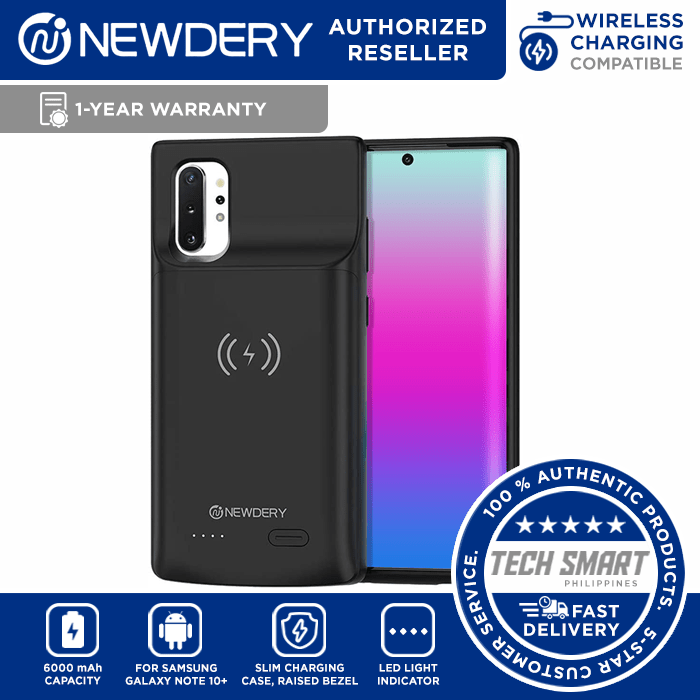 NEWDERY Battery Case for Note 10 Plus, 6000mAh Extended Qi Wireless