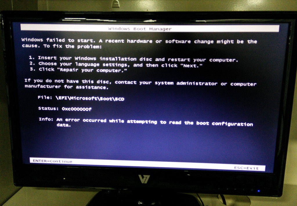 Windows Boot Manager Error