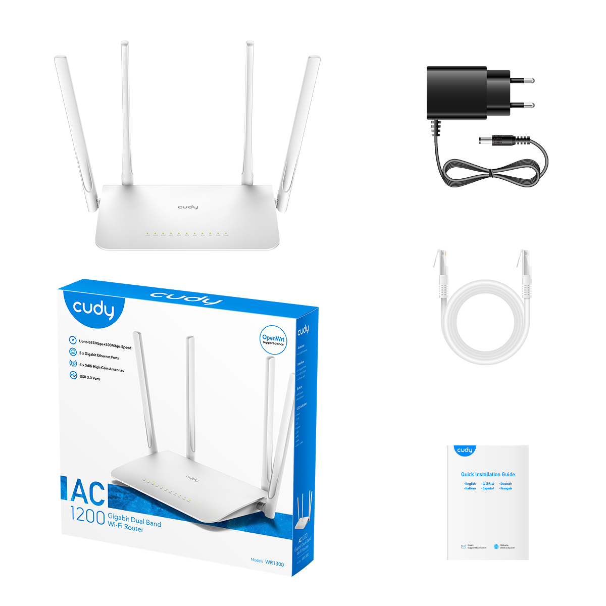 Cudy WR1300 AC1200 Gigabit Dual Band WiFi Router Tech Square