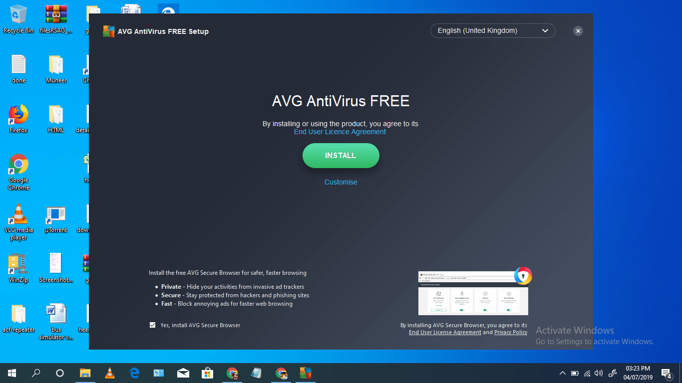 Antivirus, Cleanup PC, protection for your computer Microsoft.