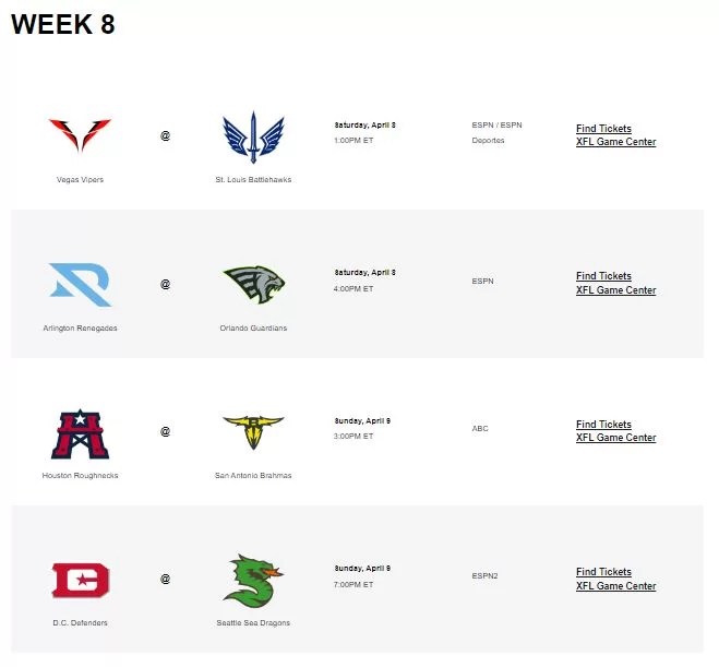 Xfl Schedule 2024 Season Dates Printable Printable - Natty Shelby