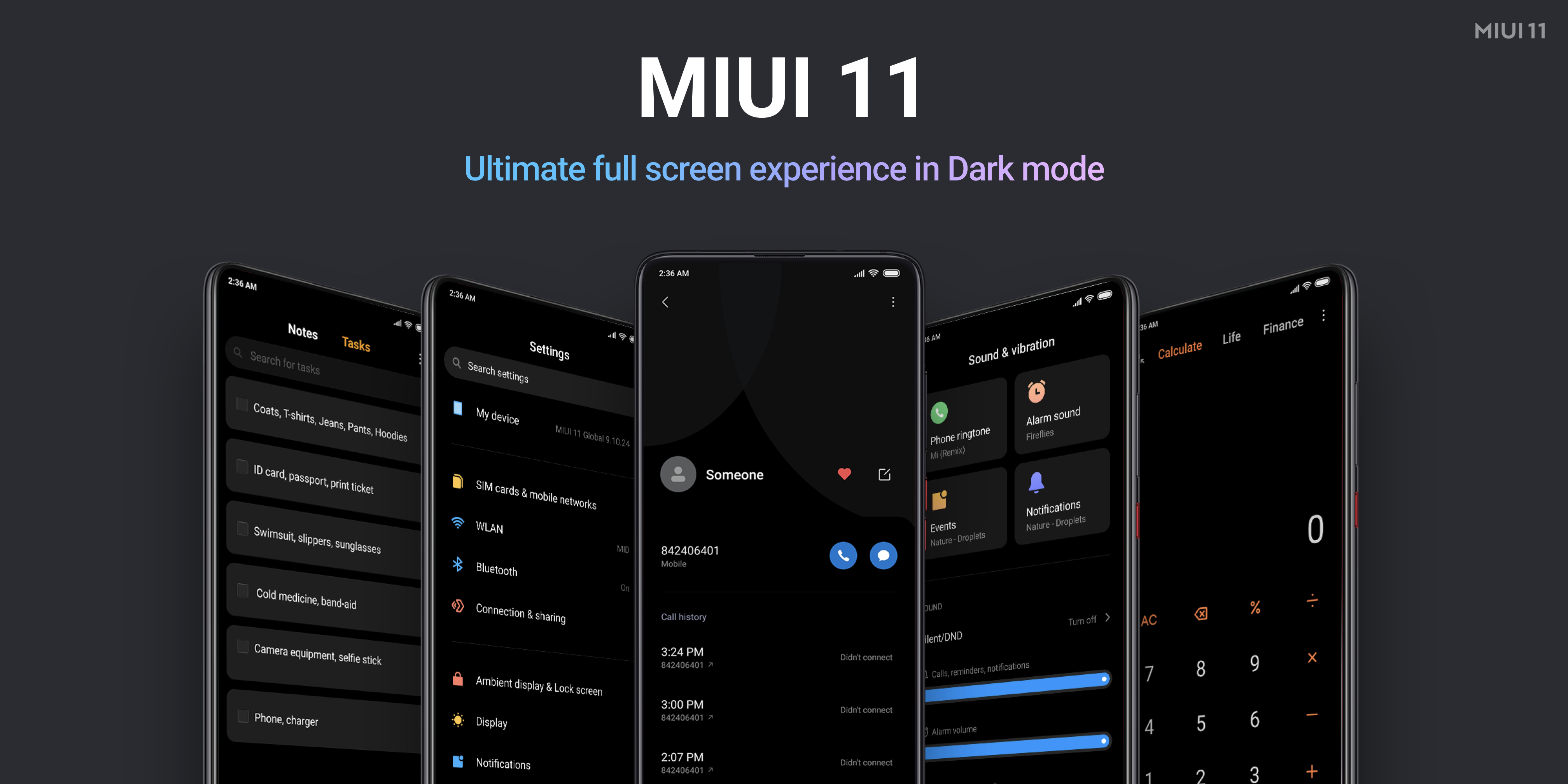 MIUI 11 Dark Mode Tech Ticker
