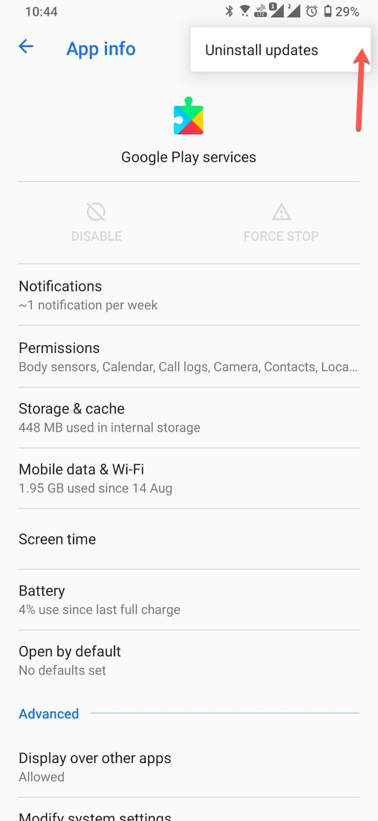 Uninstall Updates Google Play Services04 Techtippr