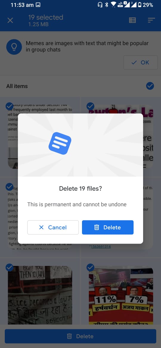 Delete Memes, Screenshots, and other temporary media files from your