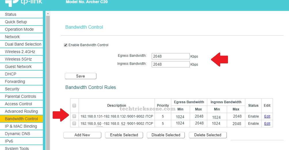 How to set speed limit in TPlink C20 AC750 [Archer c20]