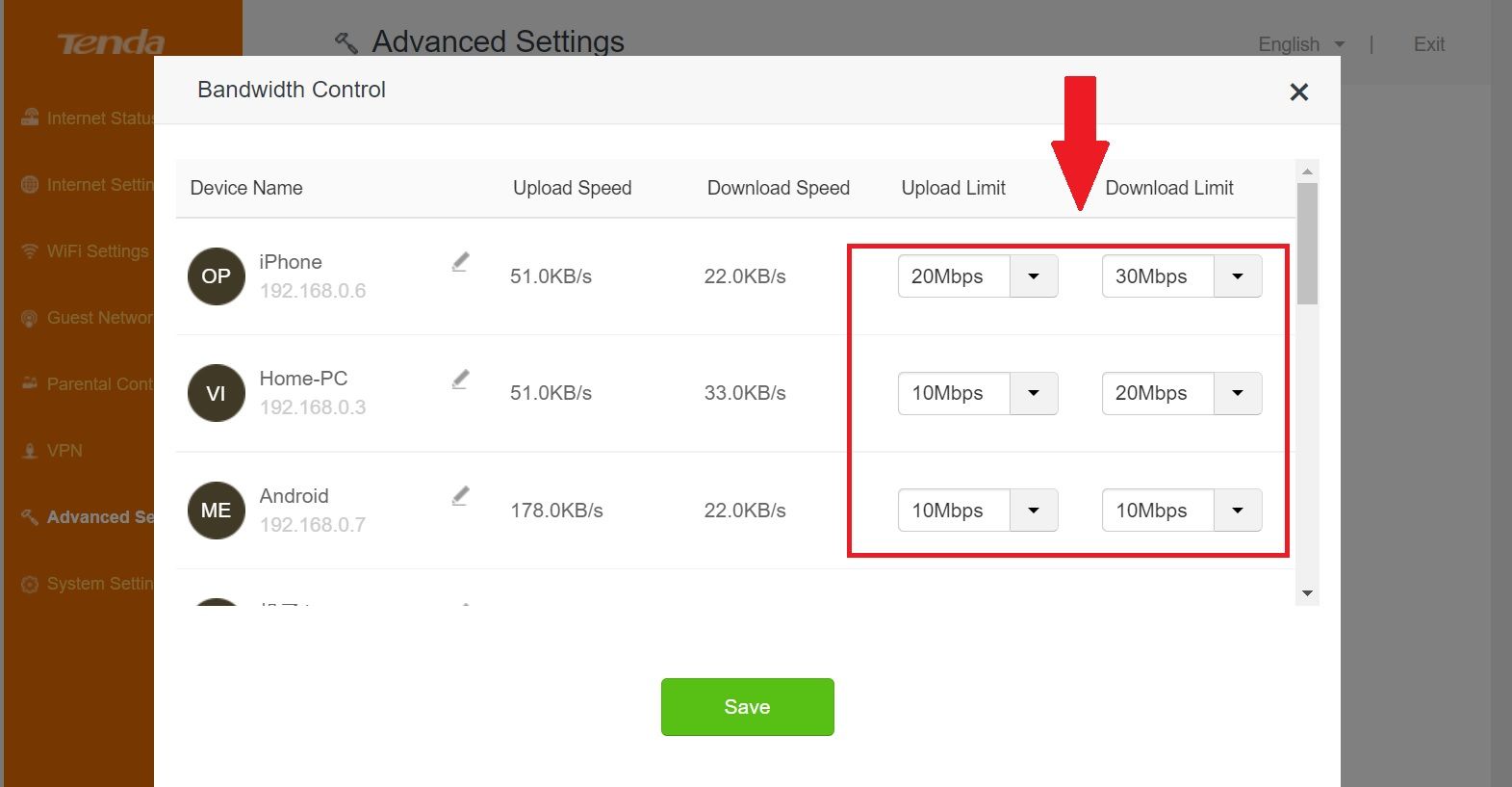 Tenda AC10 AC1200 Bandwidth Control Configurations