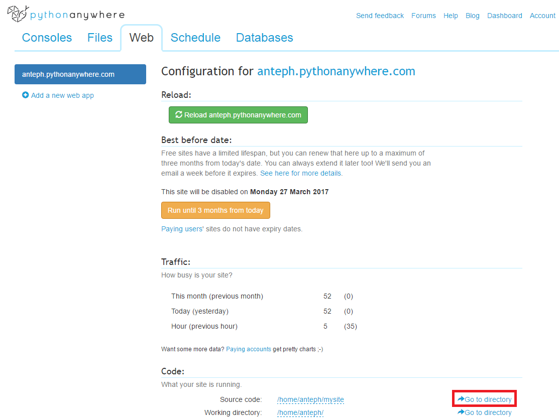Python anywhere Deploying a Flask server on the cloud techtutorialsx