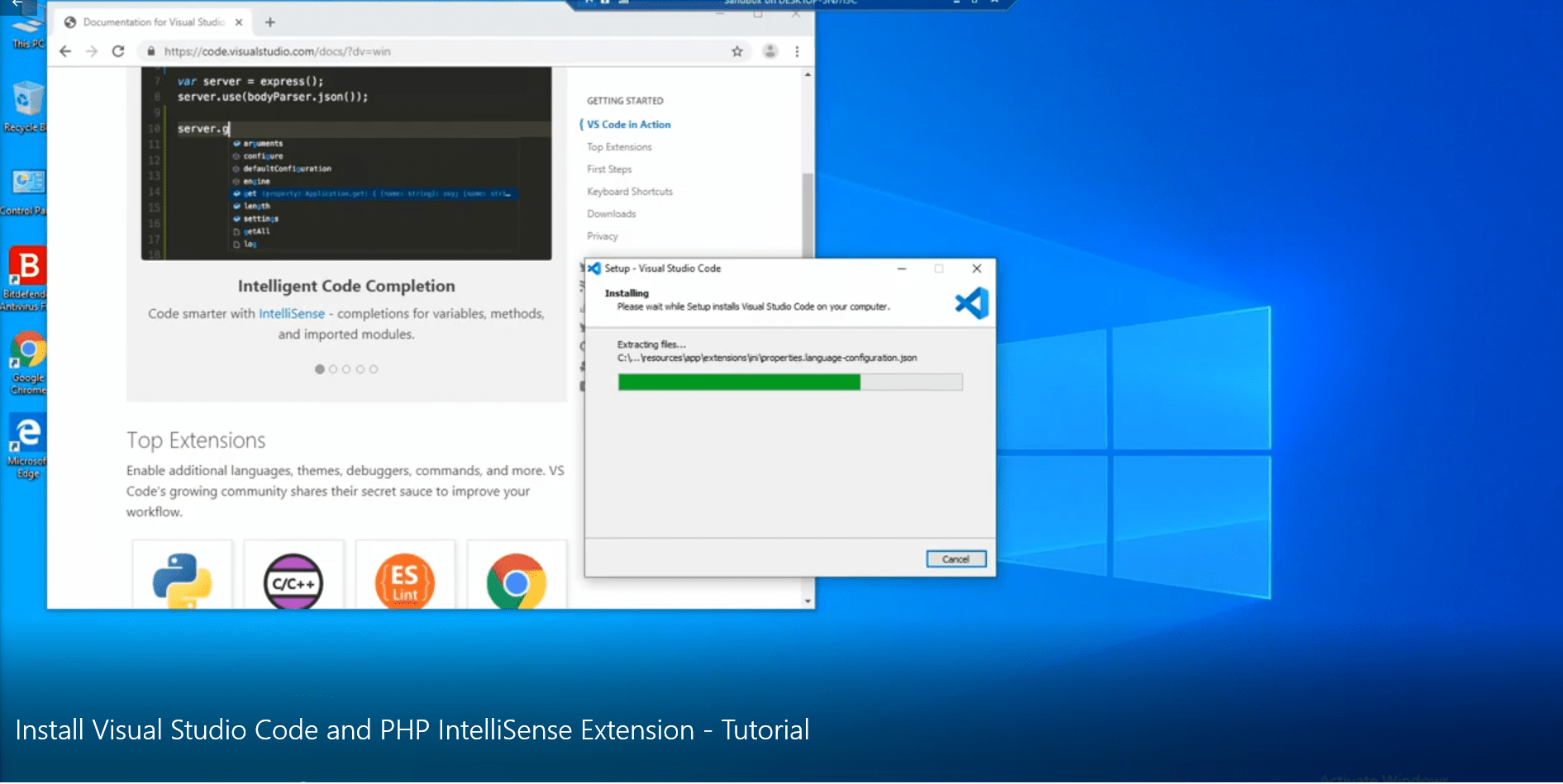 Install Visual Studio Code and PHP IntelliSense Extension Tutorial