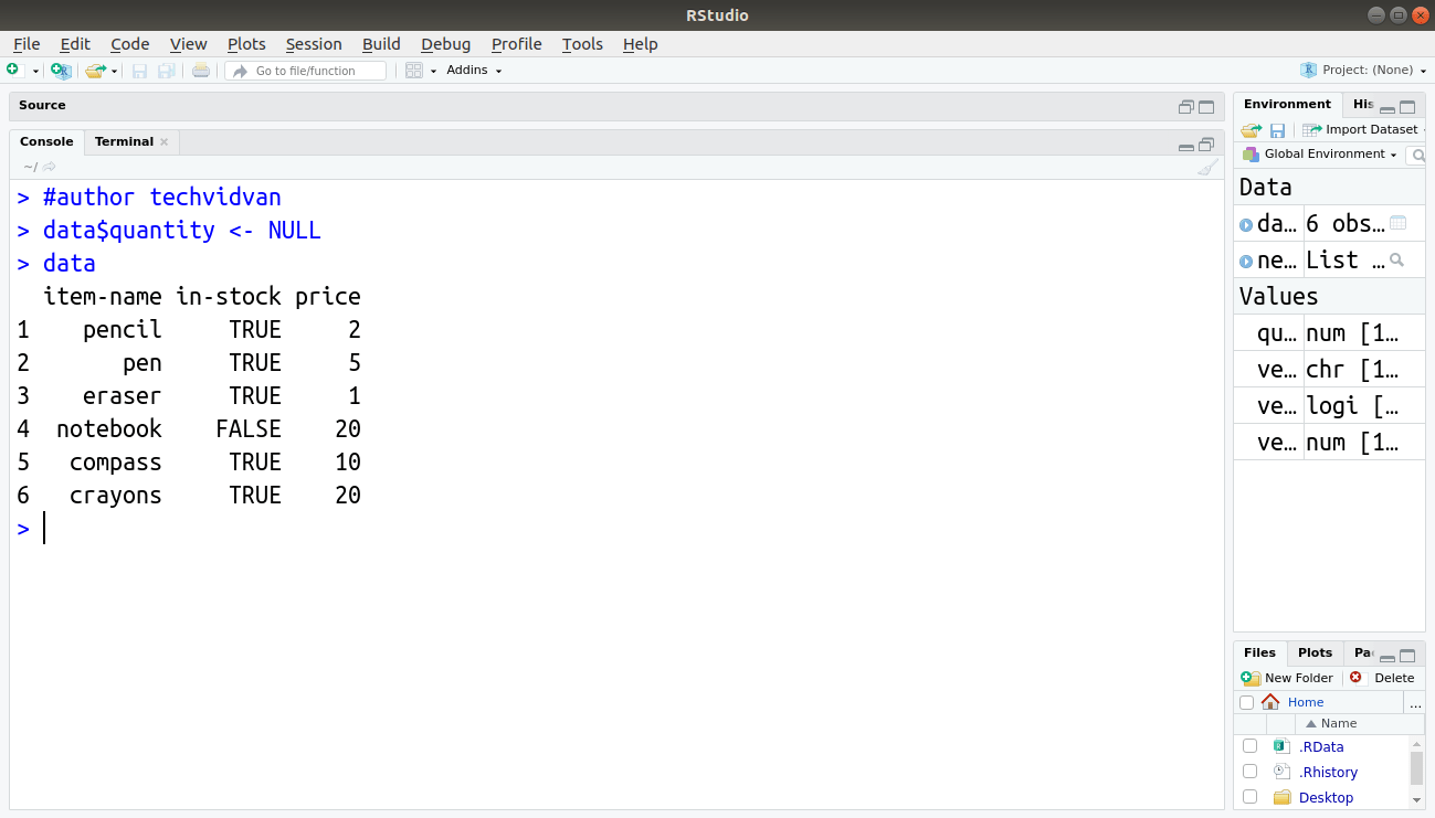 How to create, index and modify Data Frame in R? TechVidvan