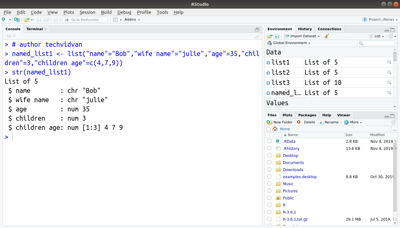 R List How to create, index and manipulate list components TechVidvan