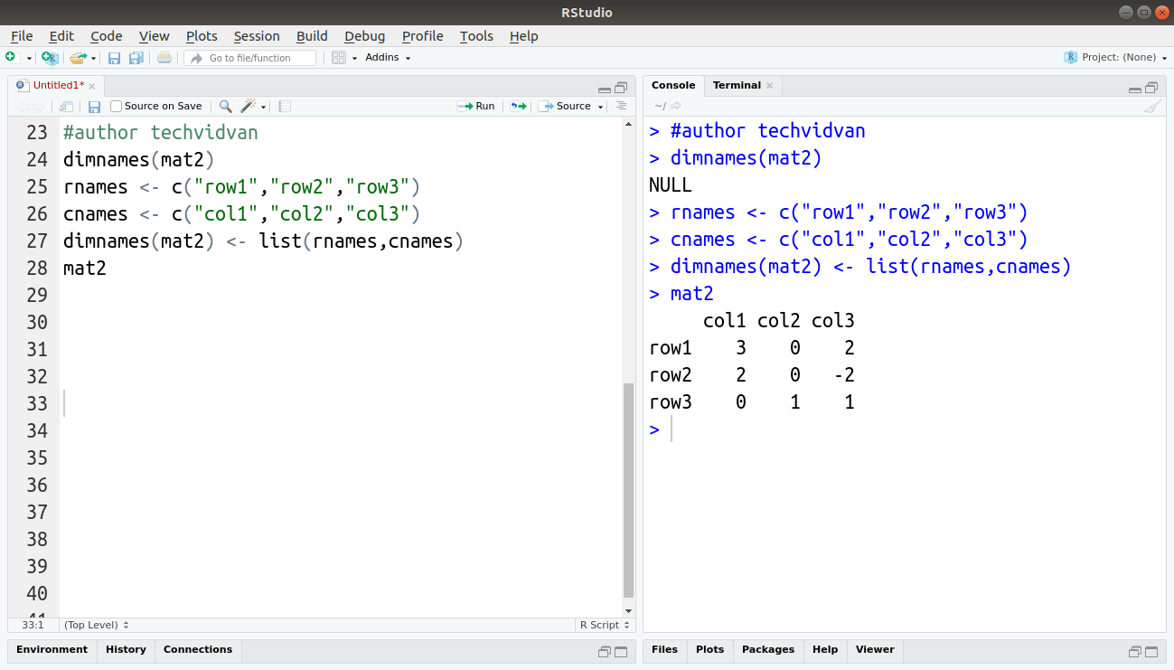 Matrix Functions in R solve(), dim(), sum(), mean(), cbind() TechVidvan