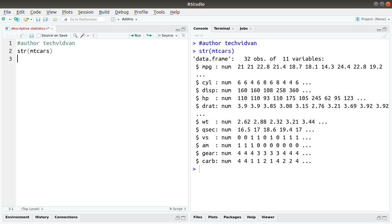 Descriptive Statistics in R Functions to perform statistic measures