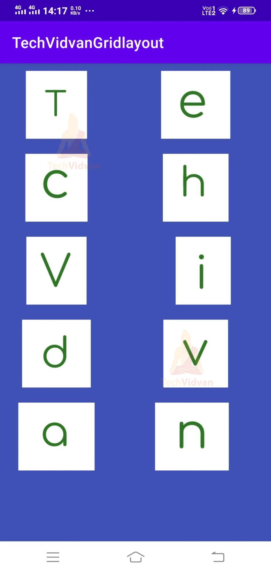 Android GridLayout with Example and Implementation TechVidvan