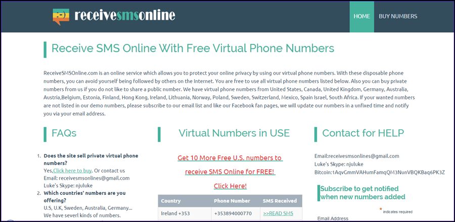 Receive SMS Online