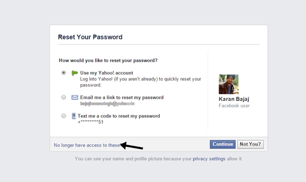 I can’t reset my Facebook password because I can't access.