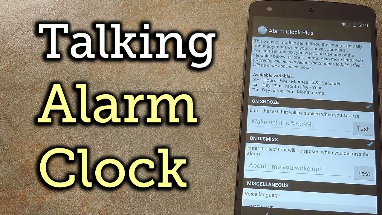 Make Your Android Speak Custom Text On Snooze or Dismiss Of Alarm