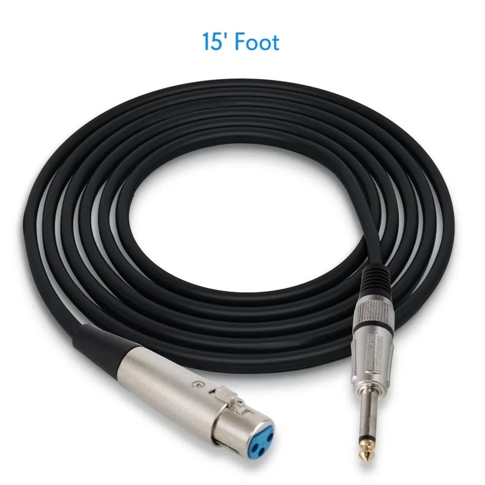 15ft. Professional Microphone Cable 1/4'' Male to XLR Female — Tech