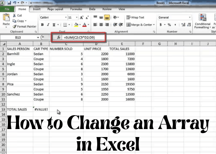 How to Change an Array in Excel Techvtimes