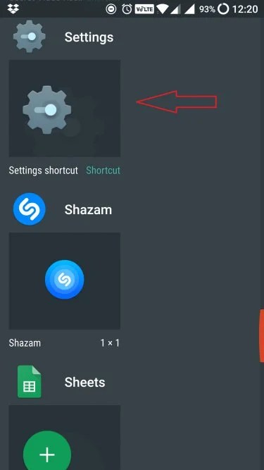 settings widget