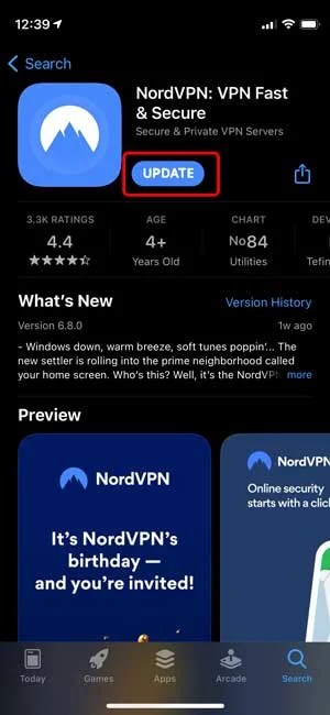 обновить приложение vpn в магазине приложений