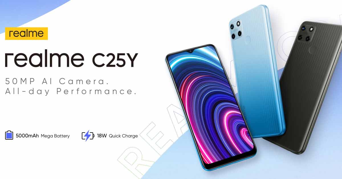 เปิดตัว realme C25Y แล้วในอินเดีย มาพร้อมกล้อง AI รุ่นใหม่ 50MP และ CPU