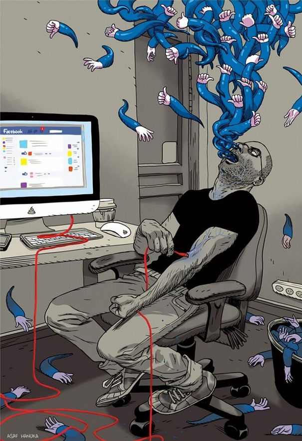 10 Satirical Illustrations that Show How Addicted we Are to Social