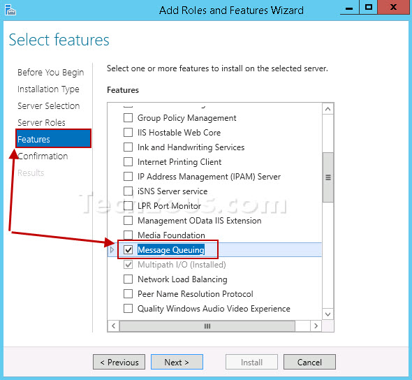 How to install message queuing Service on windows server