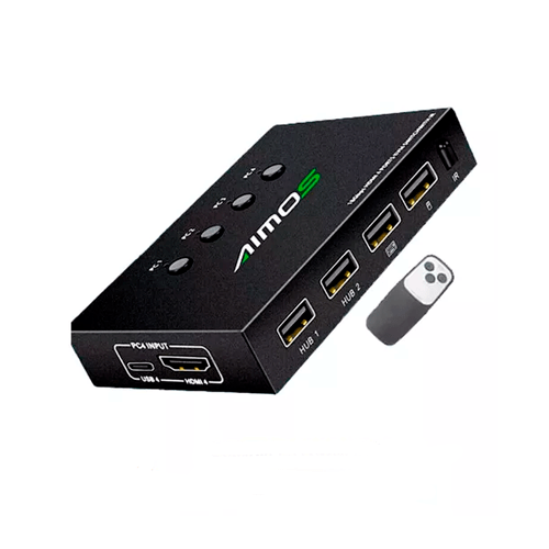 SWITCH KVM KCEVE KC-401CY DE 4 PUERTOS HDMI 4K +4 SET CABLES | TECNIT