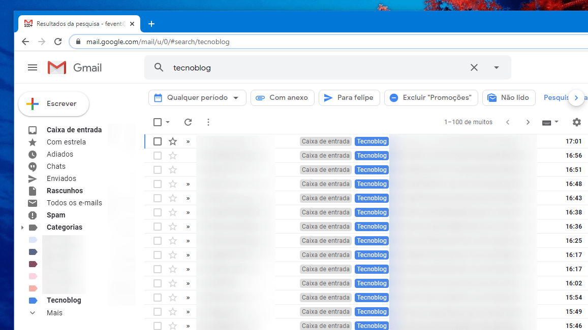 Google libera "Search Chips" no Gmail com filtros para