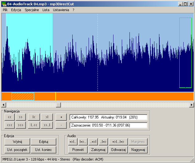 mp3DirectCut, cortar canciones mp3